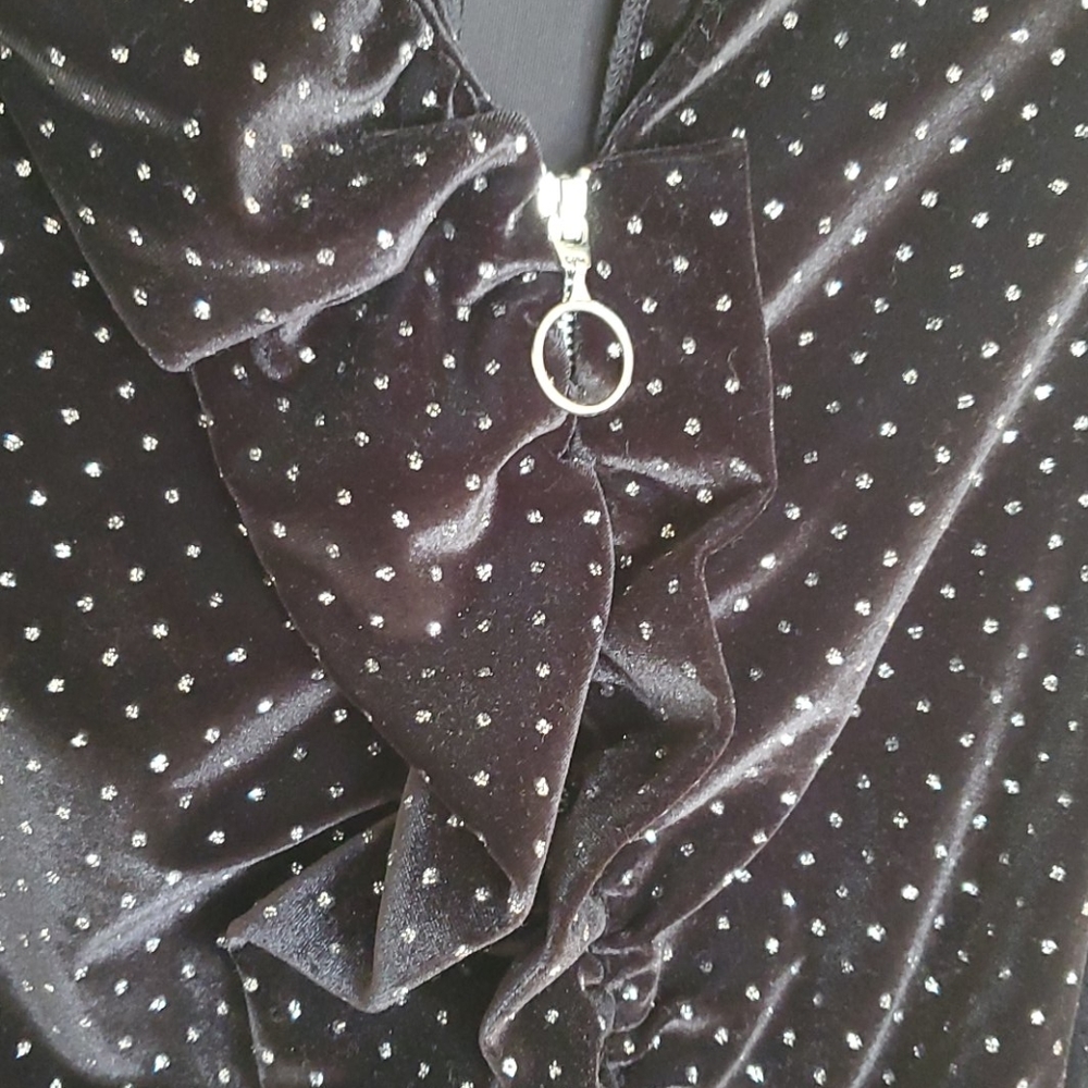 ZARA VELVET ZIP DRESS RUFFLE SPARKLE ✨ - Picture 8 of 13